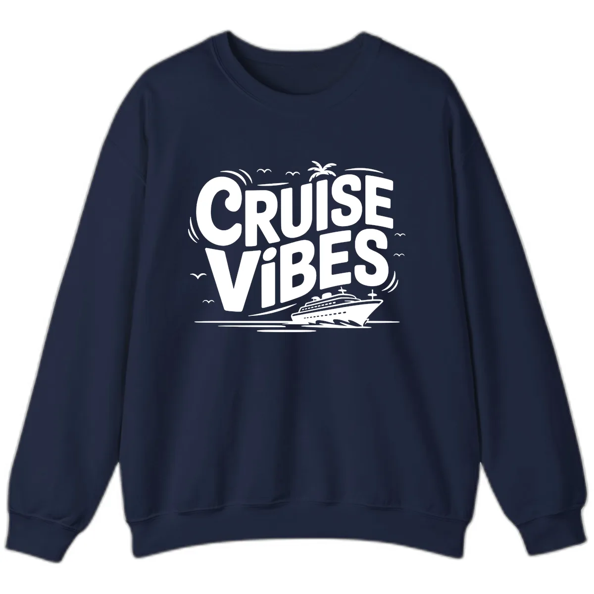 Cruise Vibes Tropical Vacation Sweatshirt in Navy