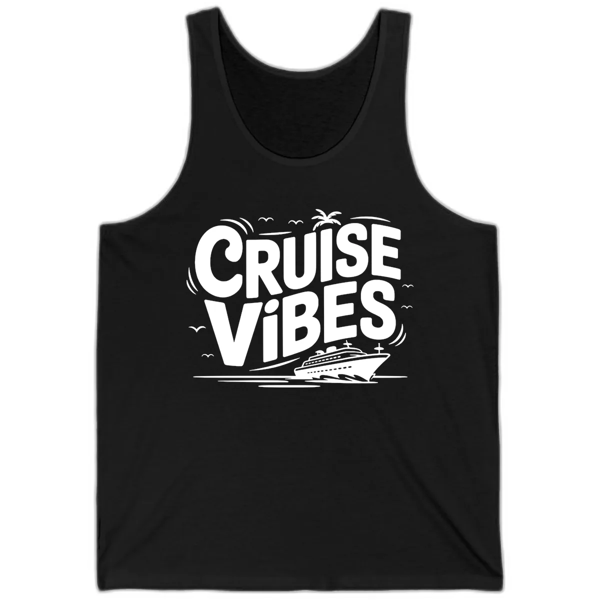 Cruise Vibes Tropical Vacation Tank in Black