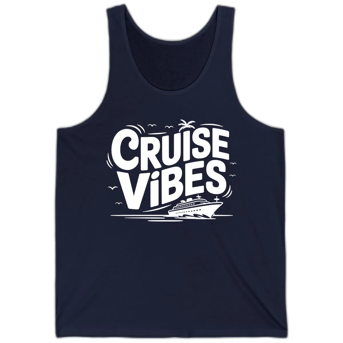 Cruise Vibes Tropical Vacation Tank in Navy