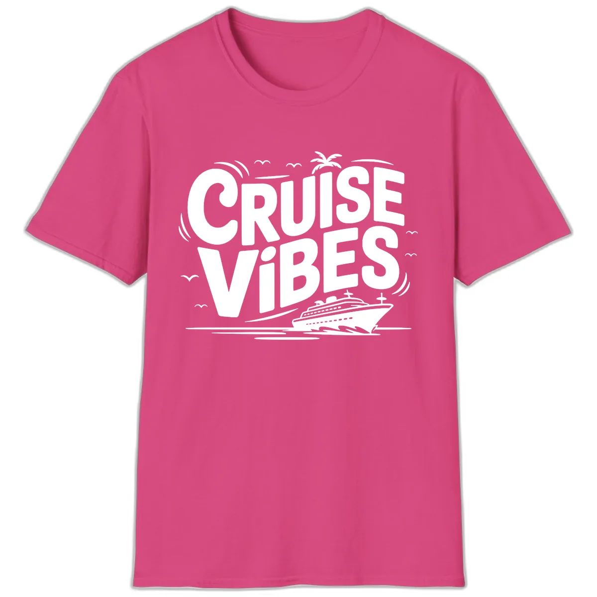 Cruise Vibes Tropical Vacation T-Shirt in Heliconia