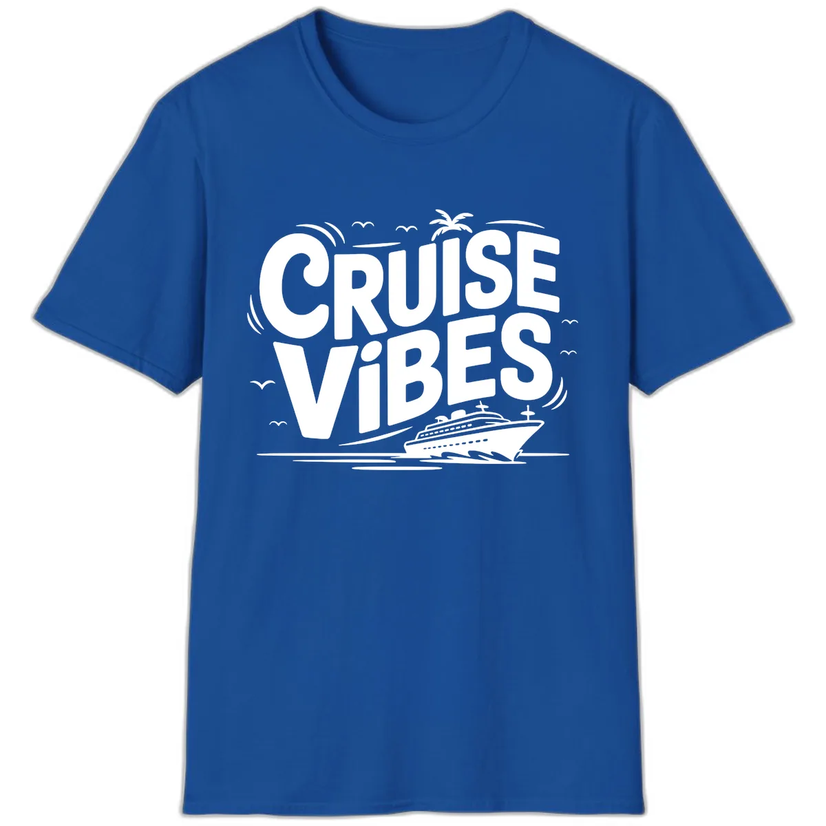 Cruise Vibes Tropical Vacation T-Shirt in Royal