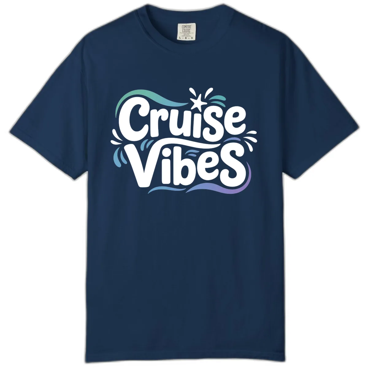 Cruise Vibes Fun Typography Comfort Color in Navy