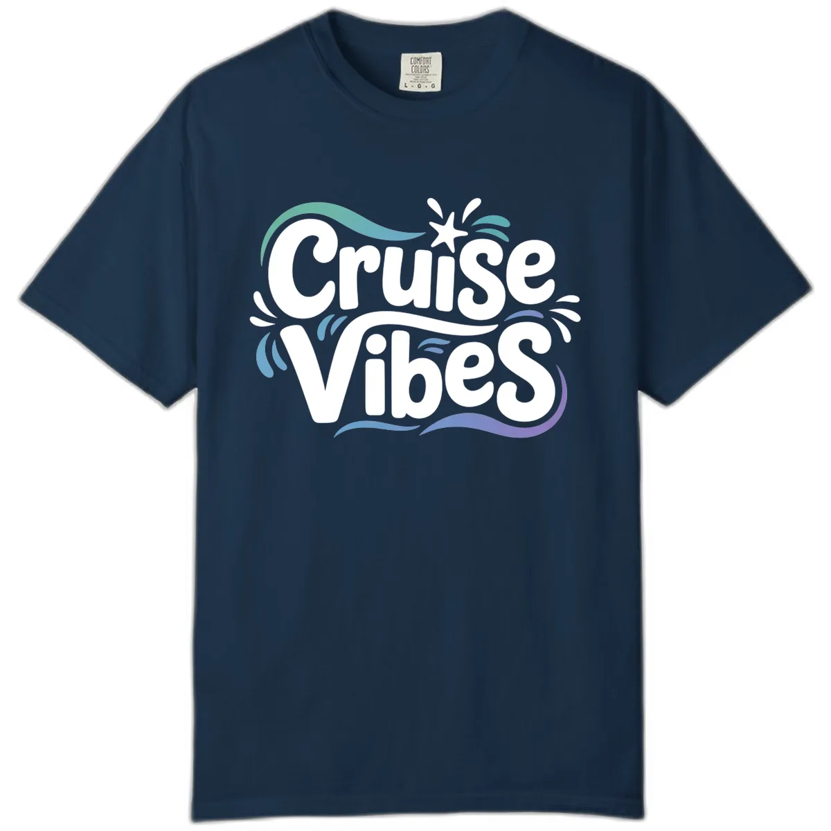 Cruise Vibes Fun Typography Comfort Color in True Navy