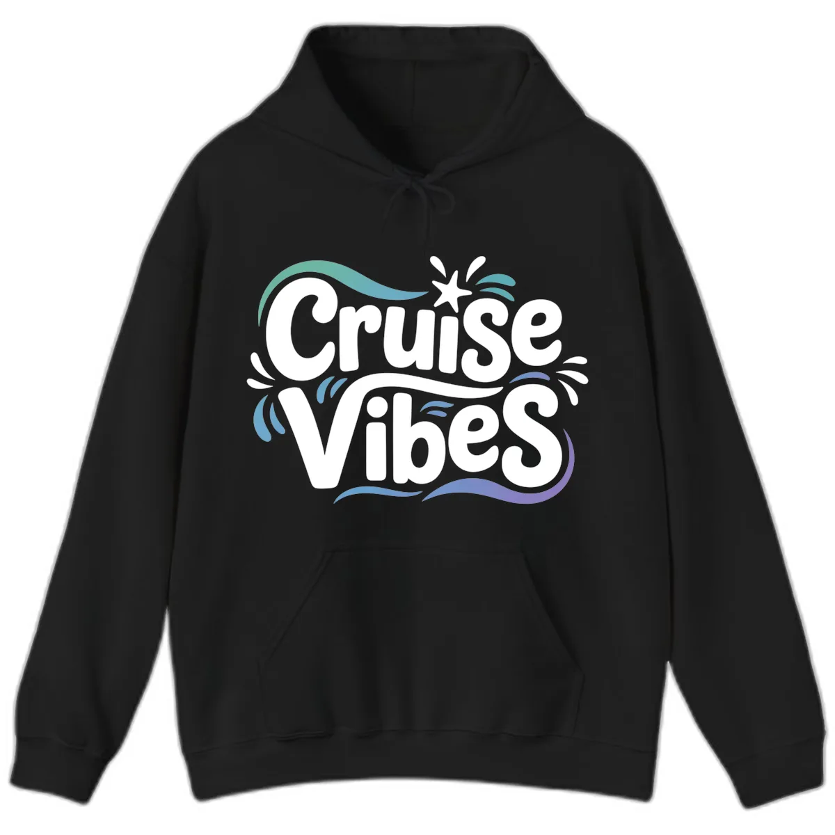 Cruise Vibes Fun Typography Hoodie in Black