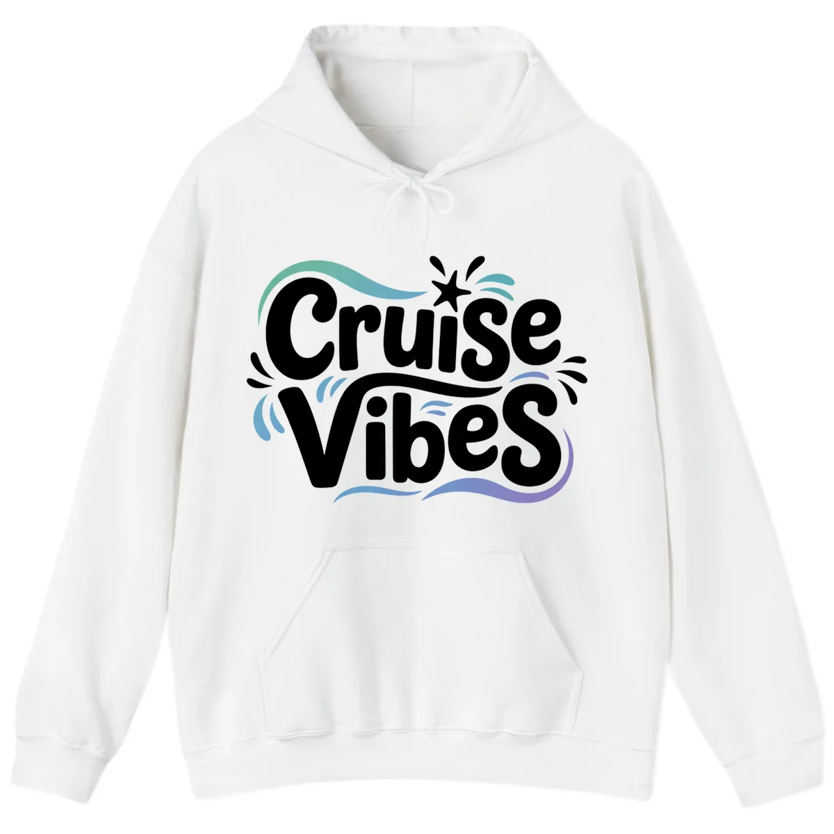 Cruise Vibes Fun Typography Hoodie in White