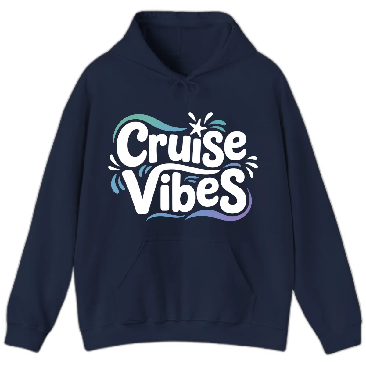 Cruise Vibes Fun Typography Hoodie in Navy