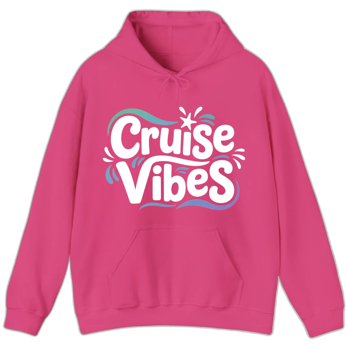 Cruise Vibes Fun Typography Hoodie in Heliconia