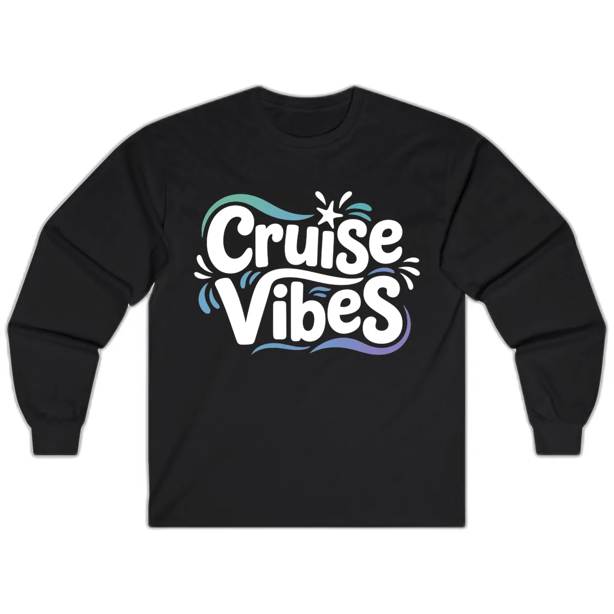 Cruise Vibes Fun Typography Long Sleeve in Black