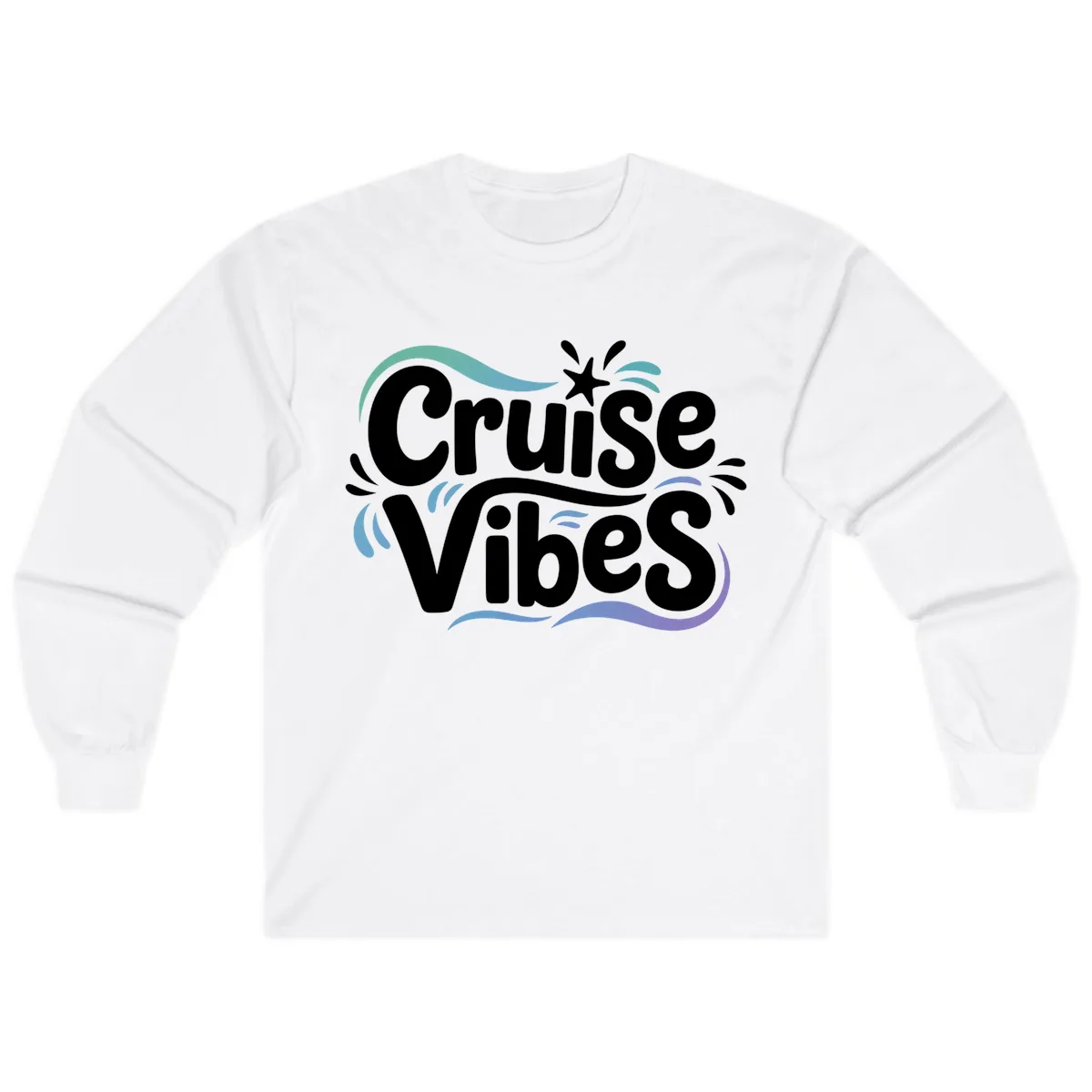Cruise Vibes Fun Typography Long Sleeve in White