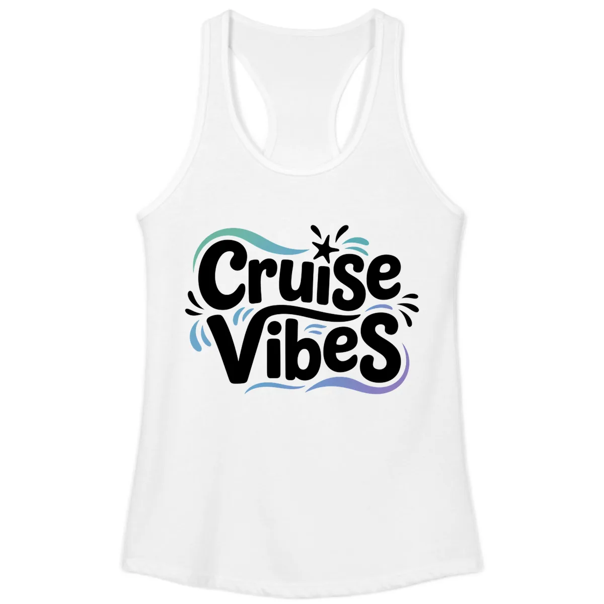Cruise Vibes Fun Typography Ladies Tank in White