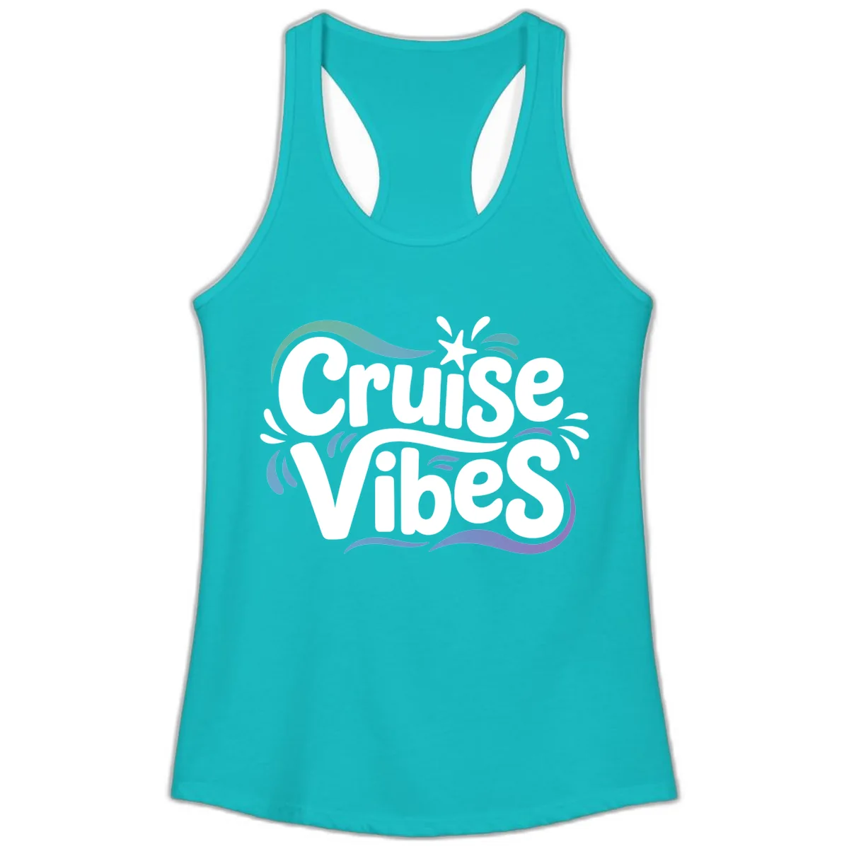 Cruise Vibes Fun Typography Ladies Tank in Tahiti Blue