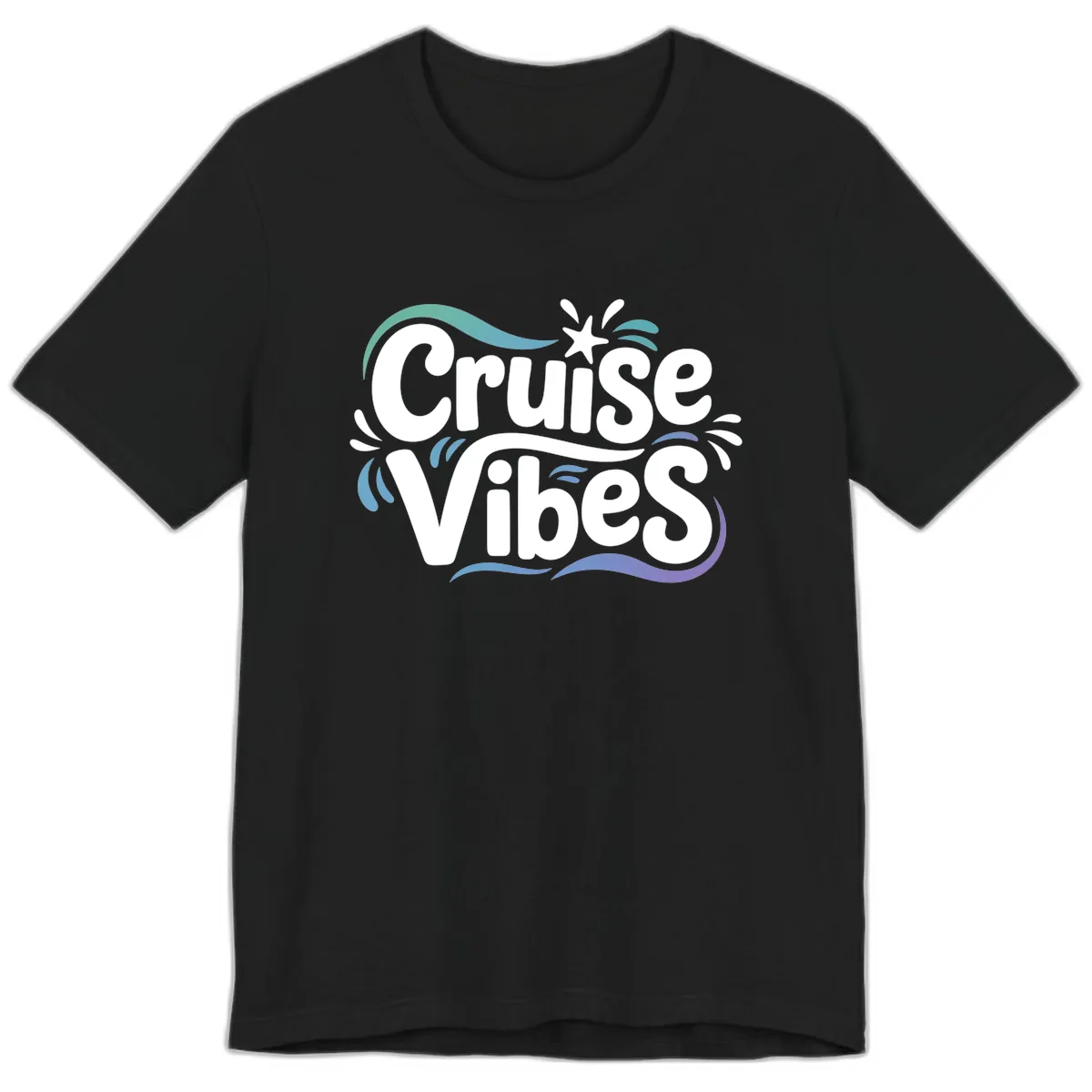 Cruise Vibes Fun Typography Premium T-Shirt in Black