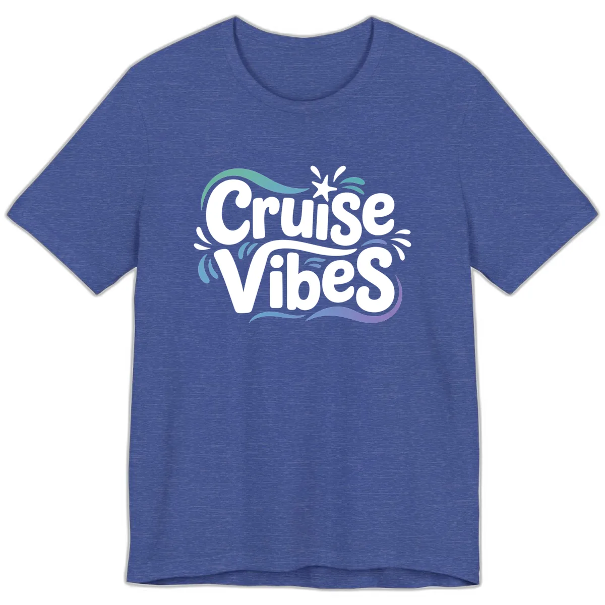Cruise Vibes Fun Typography Premium T-Shirt in Heather True Royal
