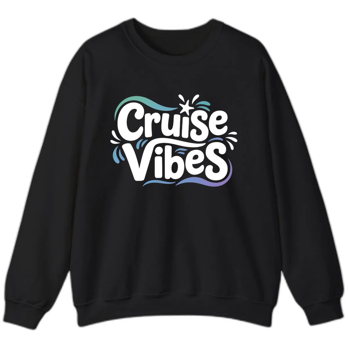Cruise Vibes Fun Typography Sweatshirt in Black