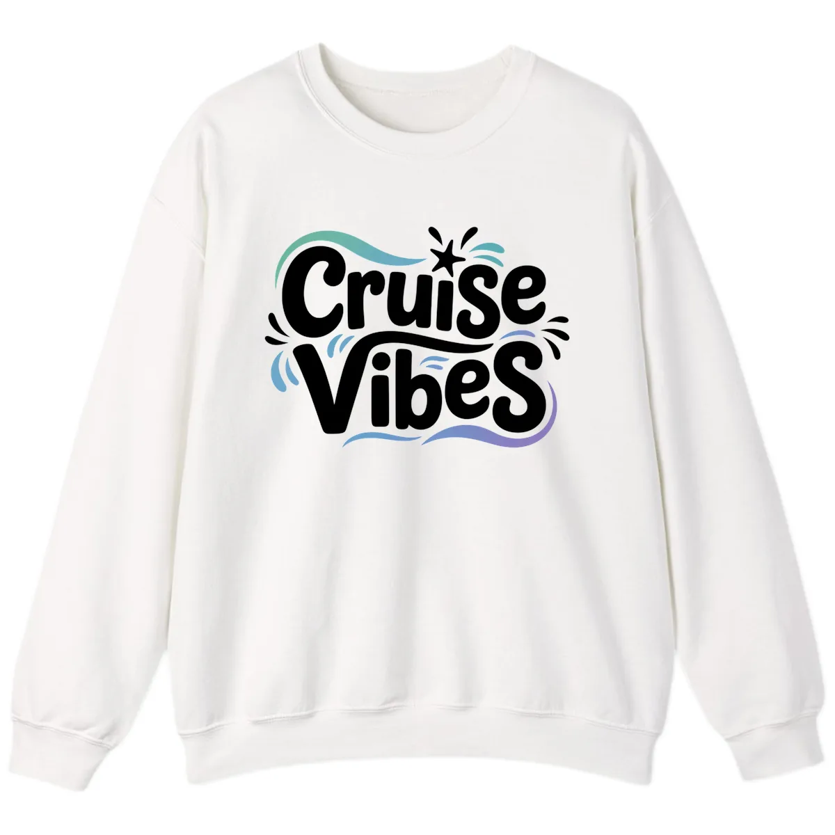 Cruise Vibes Fun Typography Sweatshirt in White