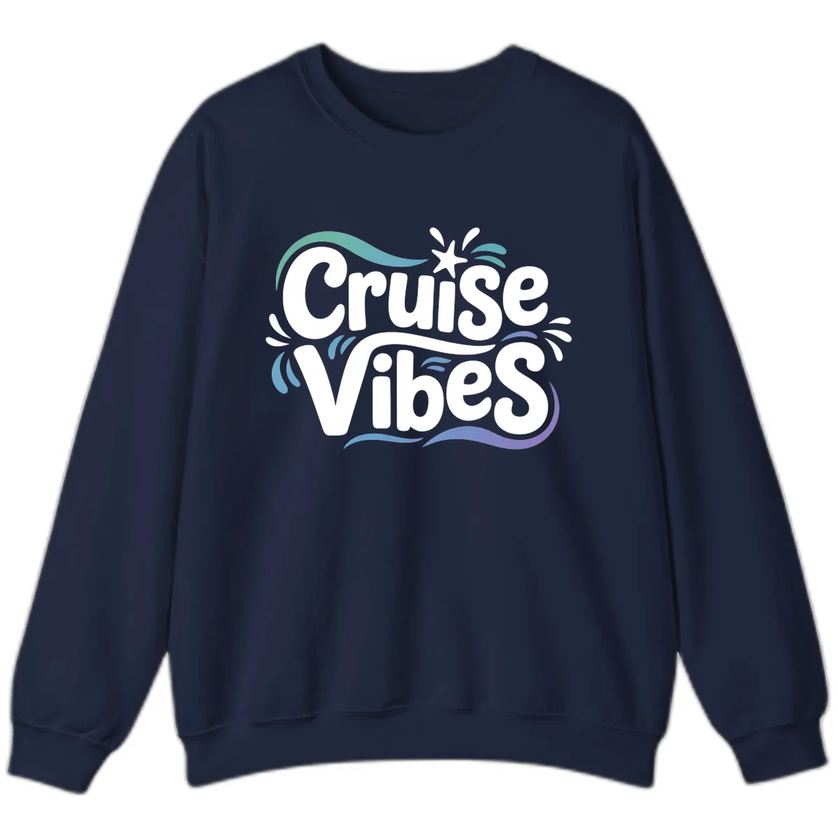 Cruise Vibes Fun Typography Sweatshirt in Navy