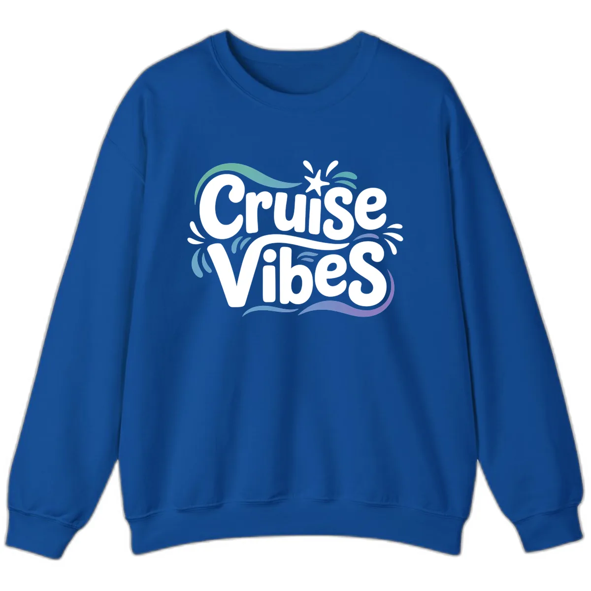 Cruise Vibes Fun Typography Sweatshirt in Royal