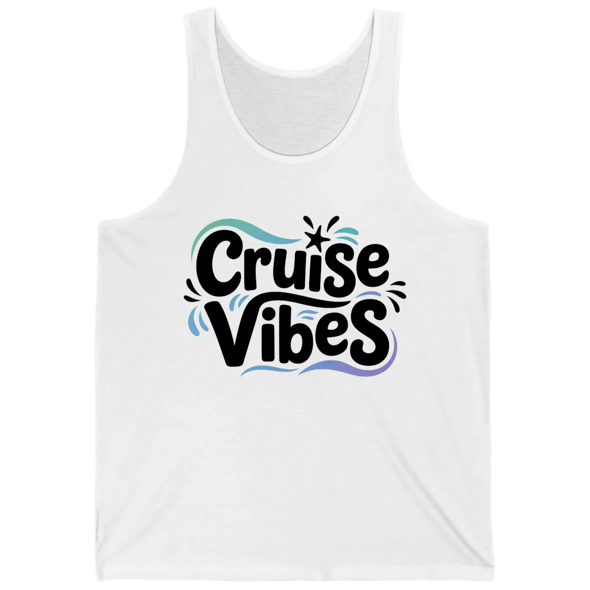 Cruise Vibes Fun Typography Tank in White