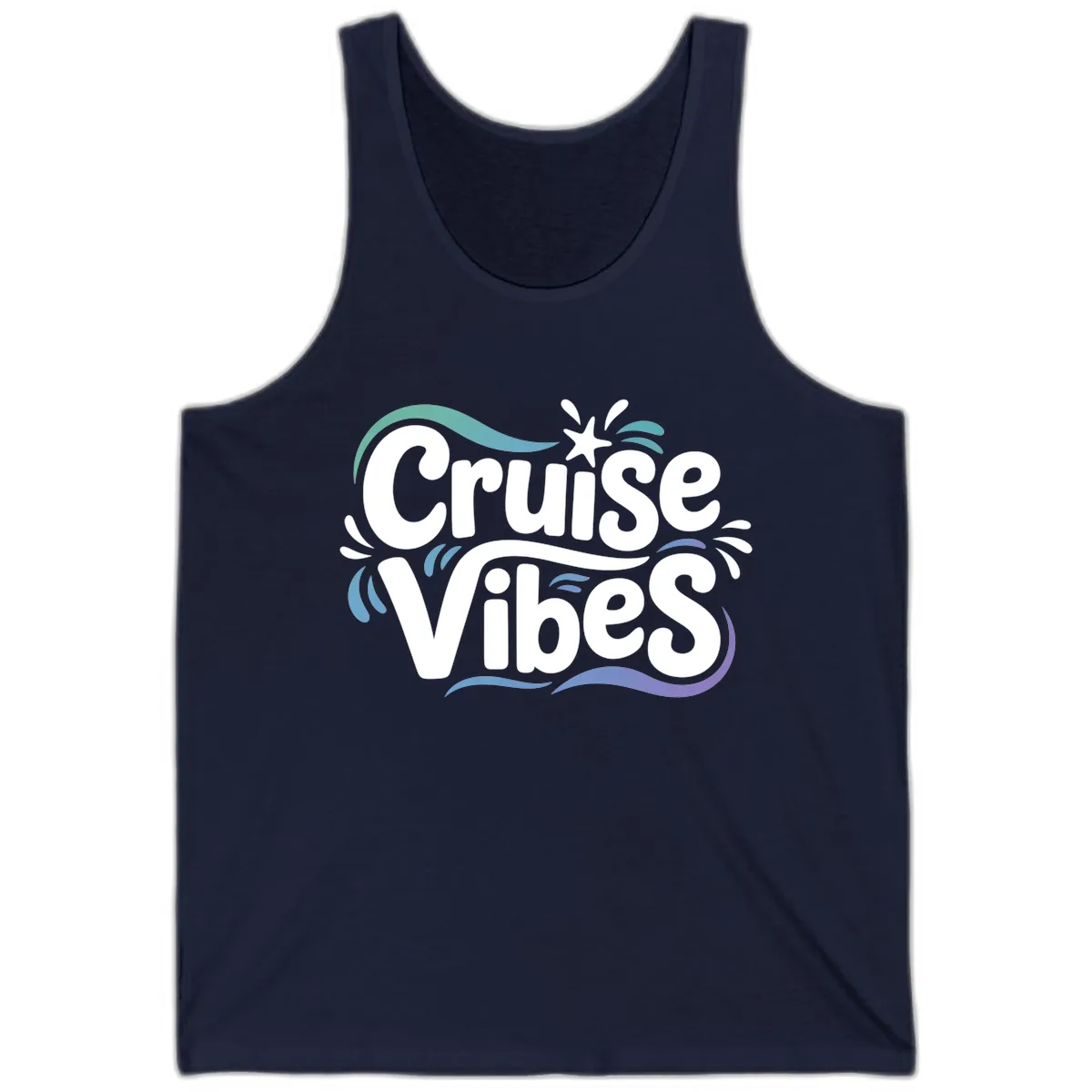 Cruise Vibes Fun Typography Tank in Navy