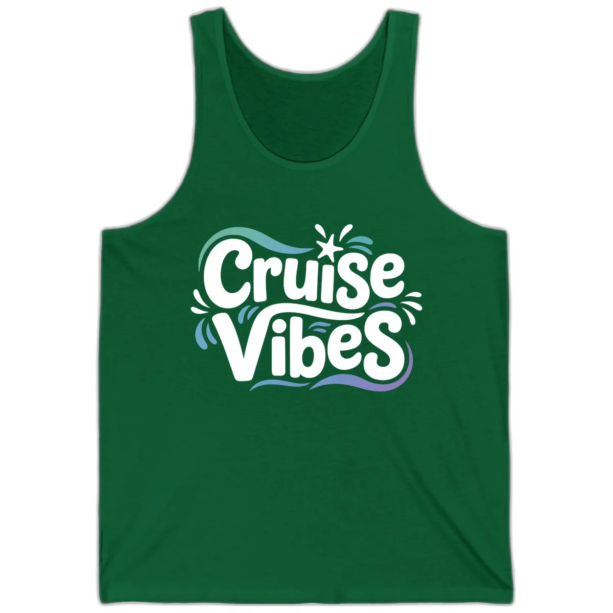 Cruise Vibes Fun Typography Tank in Kelly