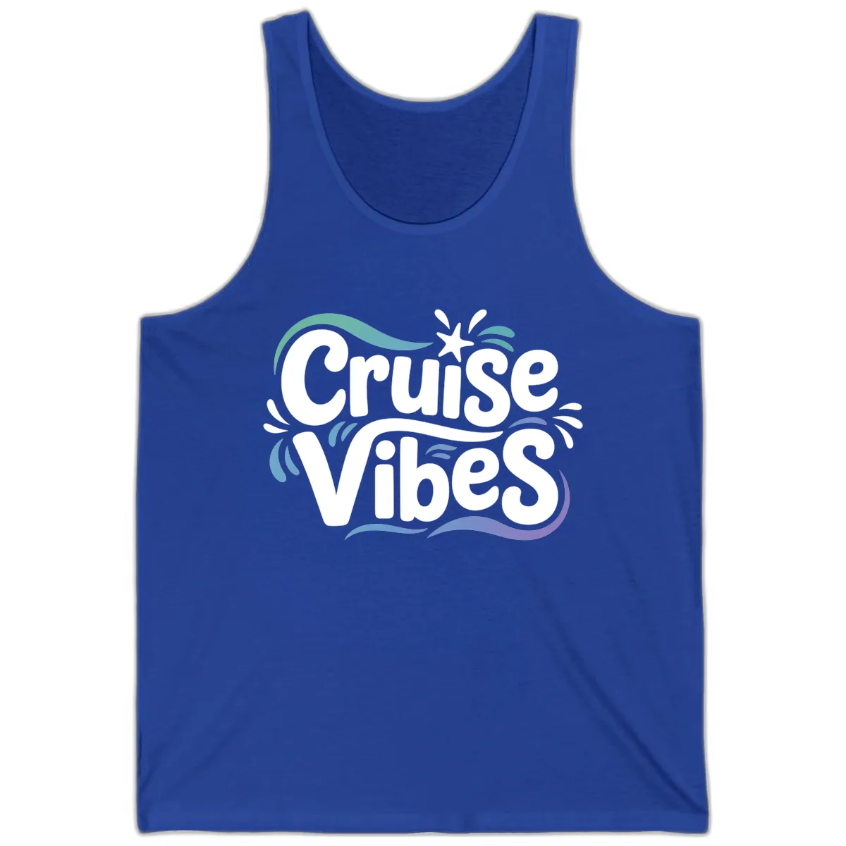 Cruise Vibes Fun Typography Tank in True Royal