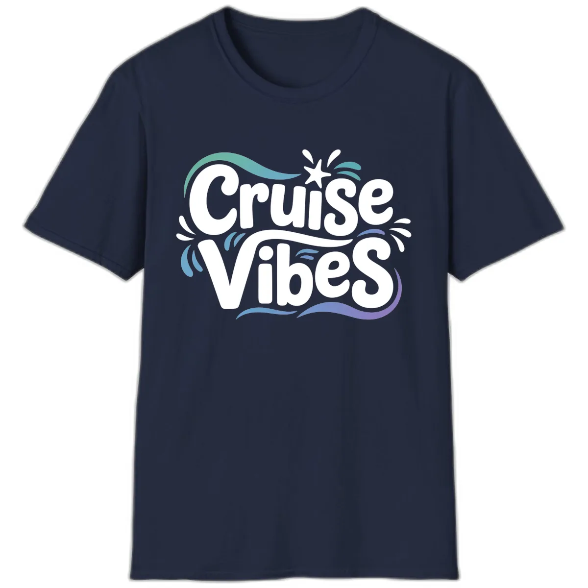 Cruise Vibes Fun Typography T-Shirt in Navy
