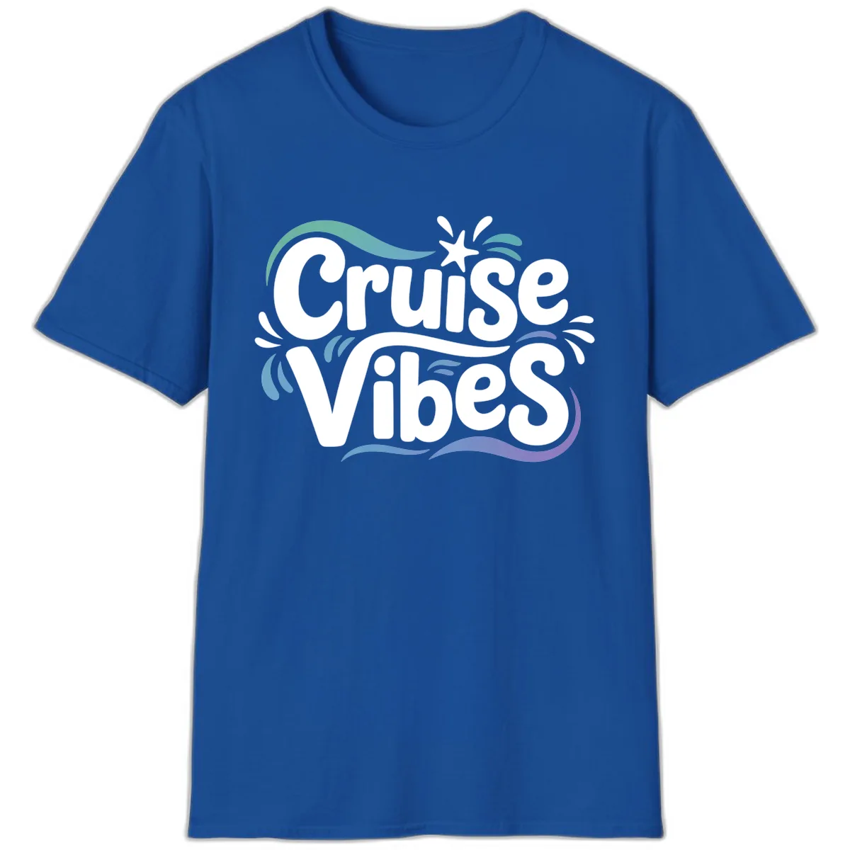 Cruise Vibes Fun Typography T-Shirt in Royal