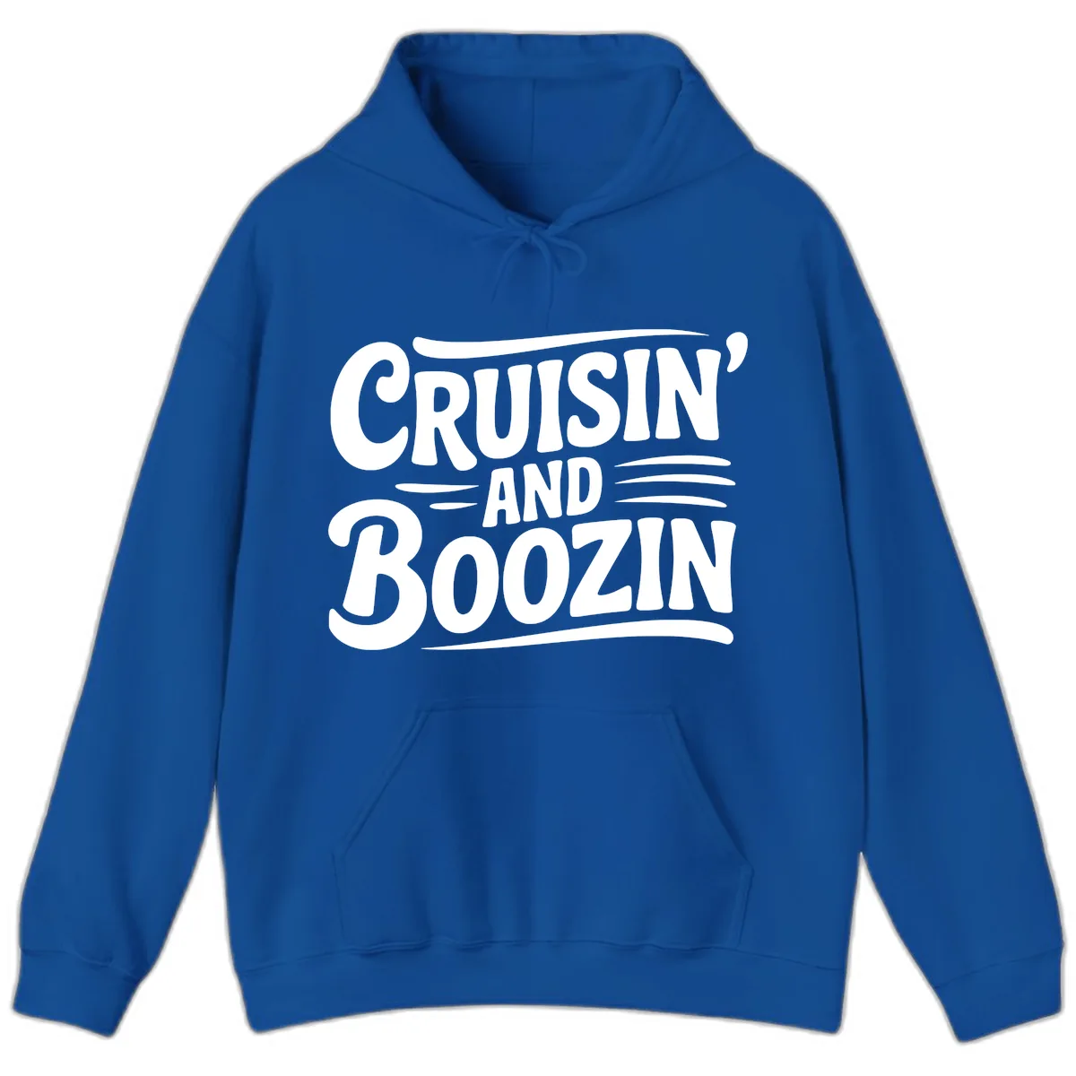 Cruisin And Boozin Fun Slogan Hoodie in Royal
