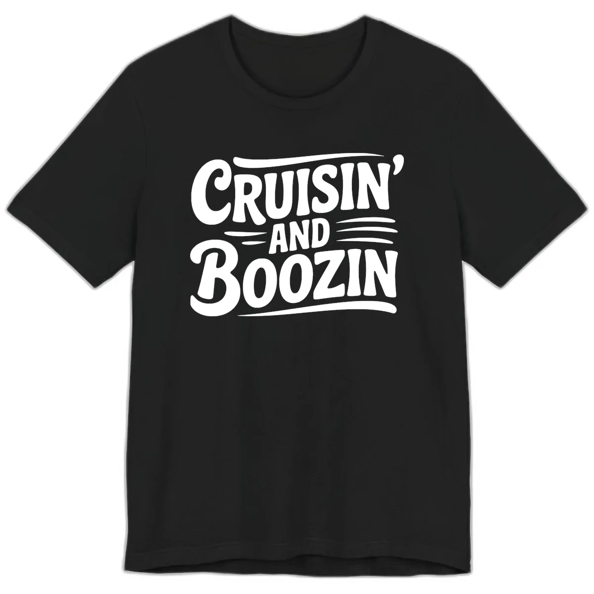 Cruisin And Boozin Fun Slogan Premium T-Shirt in Black