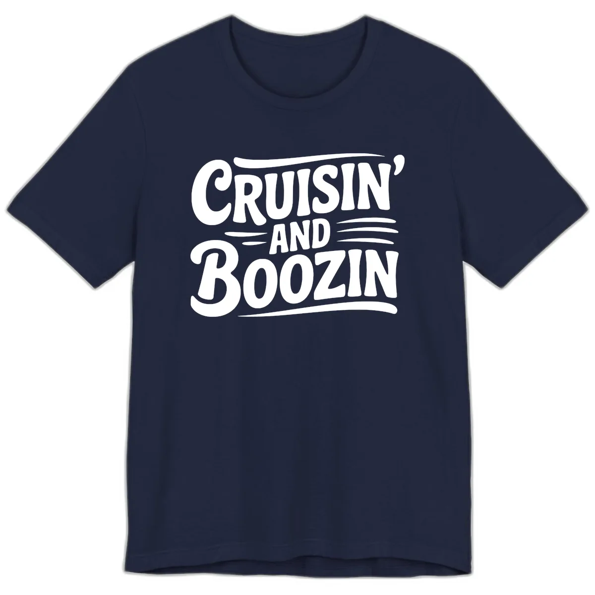 Cruisin And Boozin Fun Slogan Premium T-Shirt in Navy