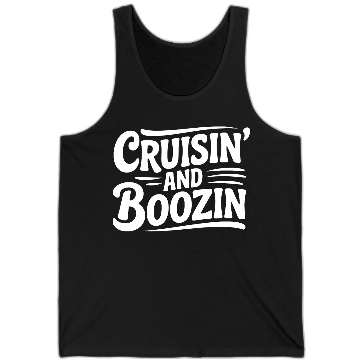 Cruisin And Boozin Fun Slogan Tank in Black