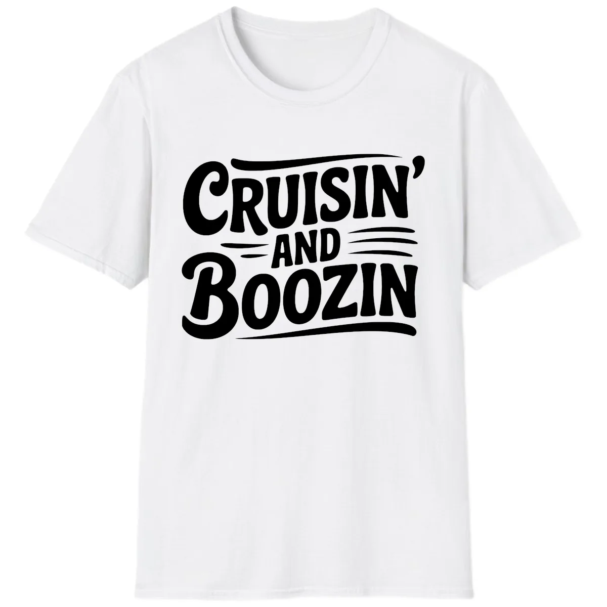 Cruisin And Boozin Fun Slogan T-Shirt in White