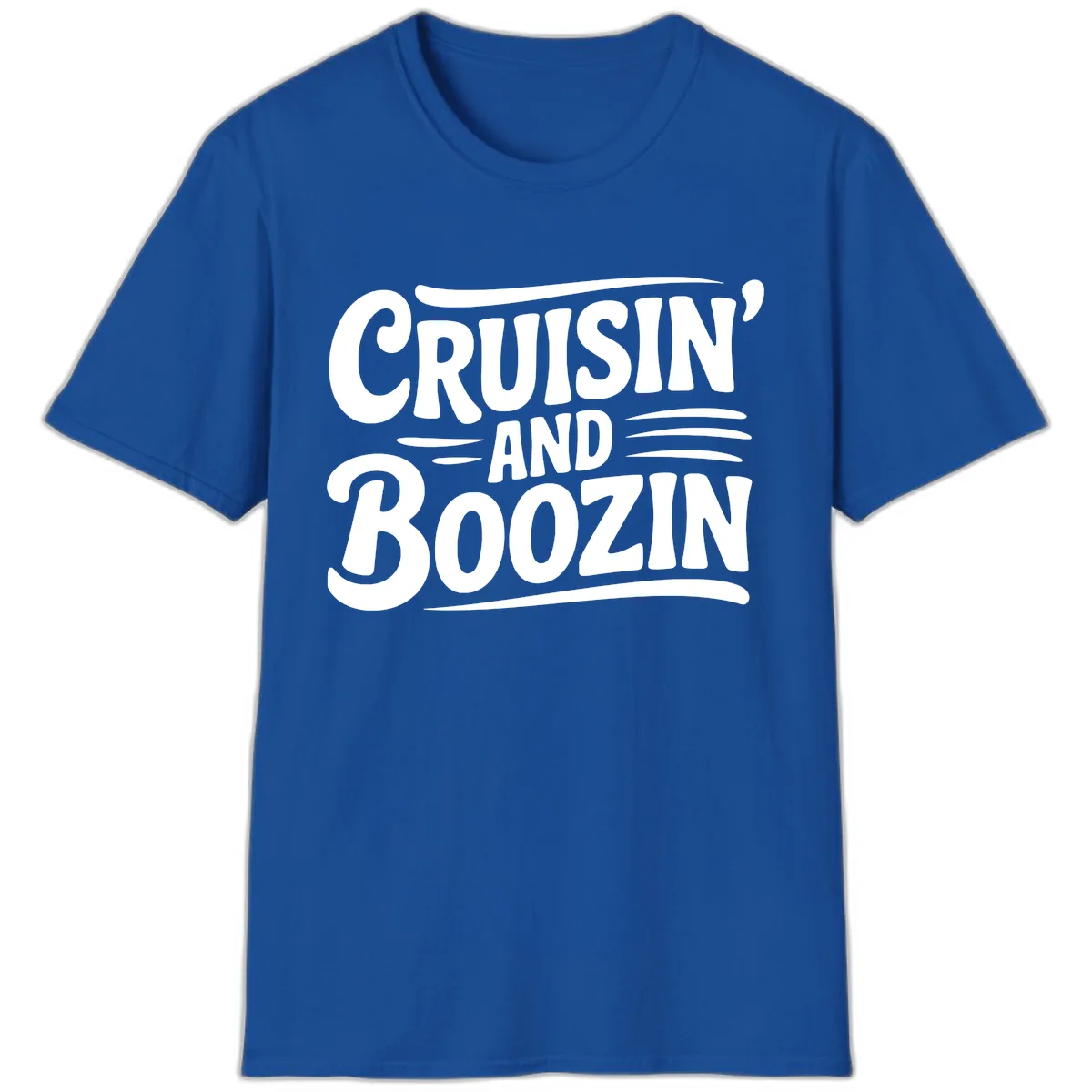 Cruisin And Boozin Fun Slogan T-Shirt in Royal