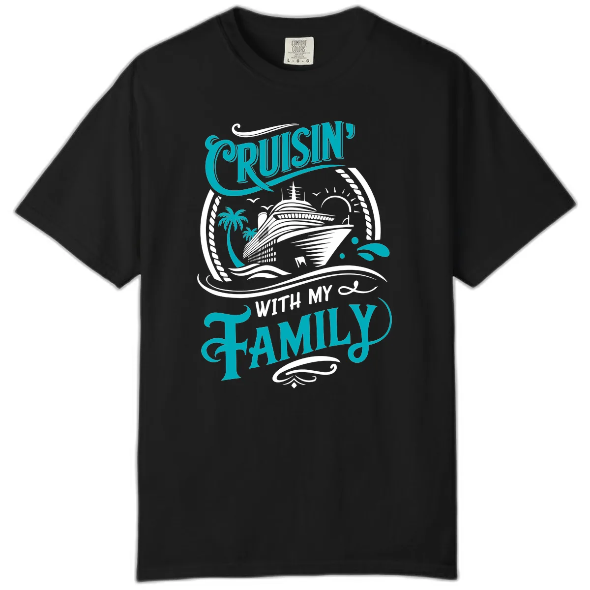 Cruisin' With My Family Cruise Design Comfort Color in Black
