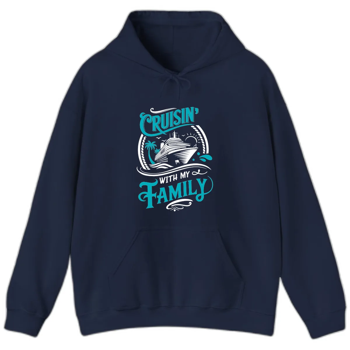 Cruisin' With My Family Cruise Design Hoodie in Navy