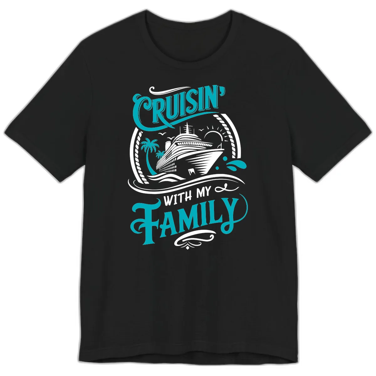 Cruisin' With My Family Cruise Design Premium T-Shirt in Black