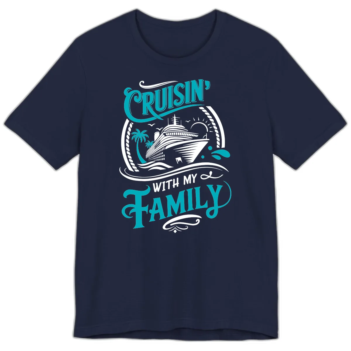 Cruisin' With My Family Cruise Design Premium T-Shirt in Navy