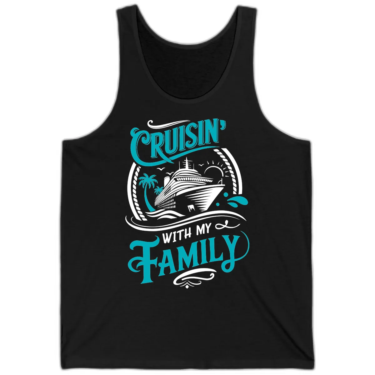 Cruisin' With My Family Cruise Design Tank in Black