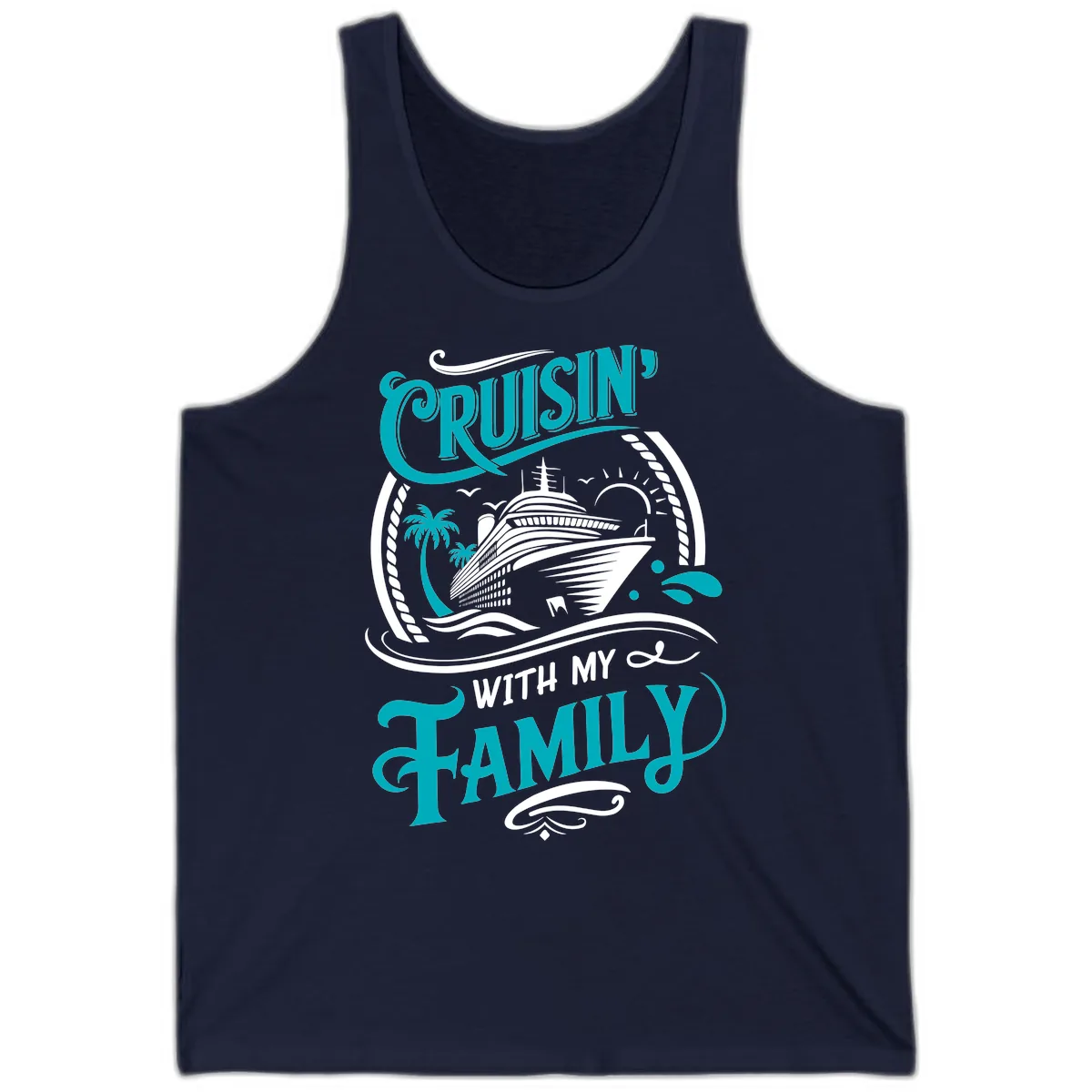 Cruisin' With My Family Cruise Design Tank in Navy