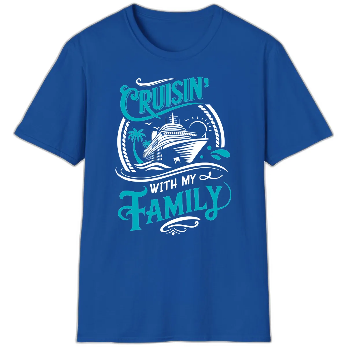 Cruisin' With My Family Cruise Design T-Shirt in Royal