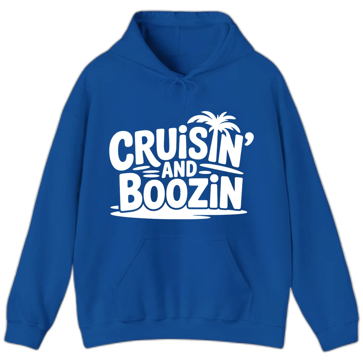 Cruisin' And Boozin' Palm Tree Hoodie in Royal