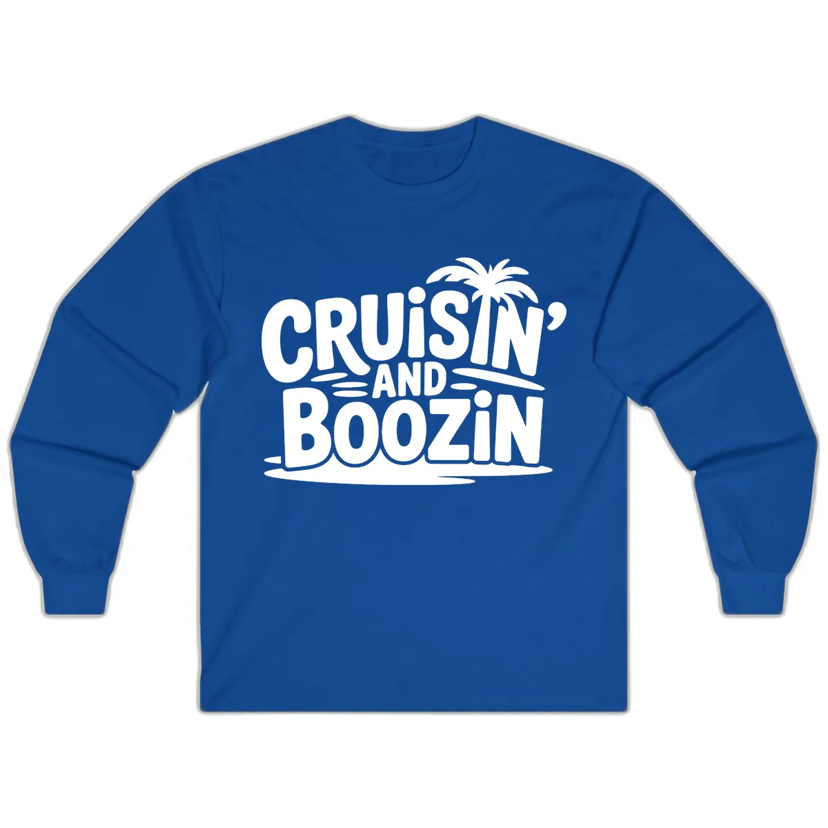 Cruisin' And Boozin' Palm Tree Long Sleeve in Royal