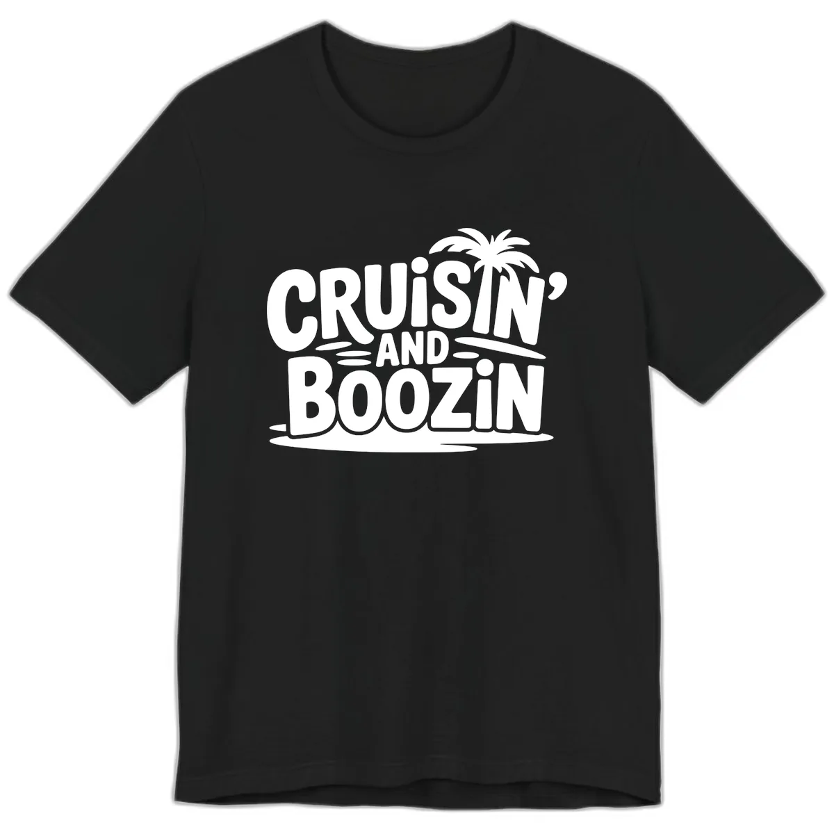 Cruisin' And Boozin' Palm Tree Premium T-Shirt in Black