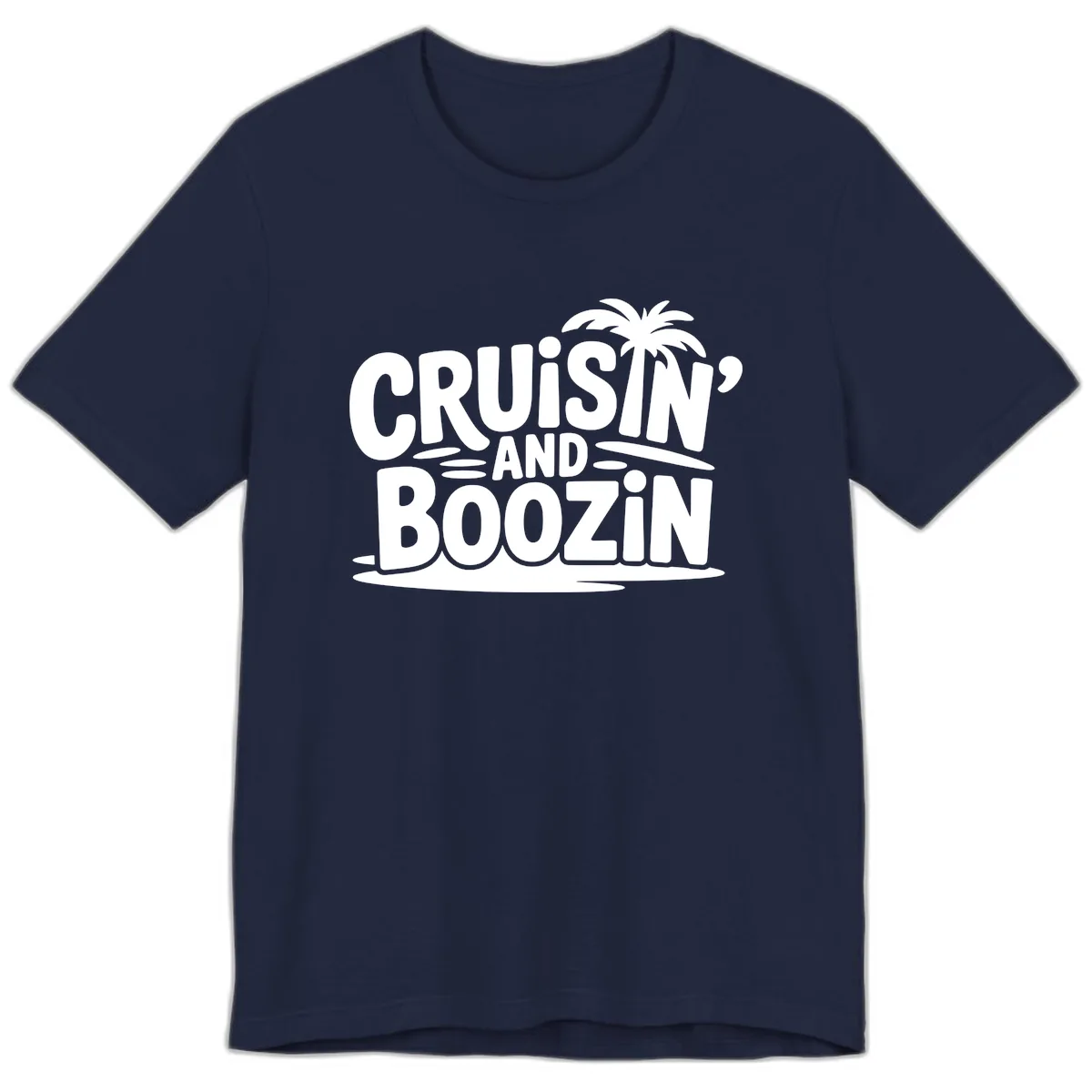 Cruisin' And Boozin' Palm Tree Premium T-Shirt in Navy