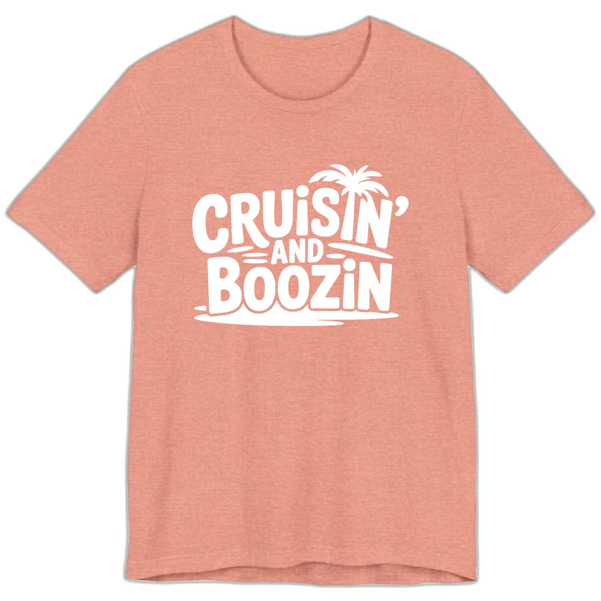 Cruisin' And Boozin' Palm Tree Premium T-Shirt in Heather Sunset