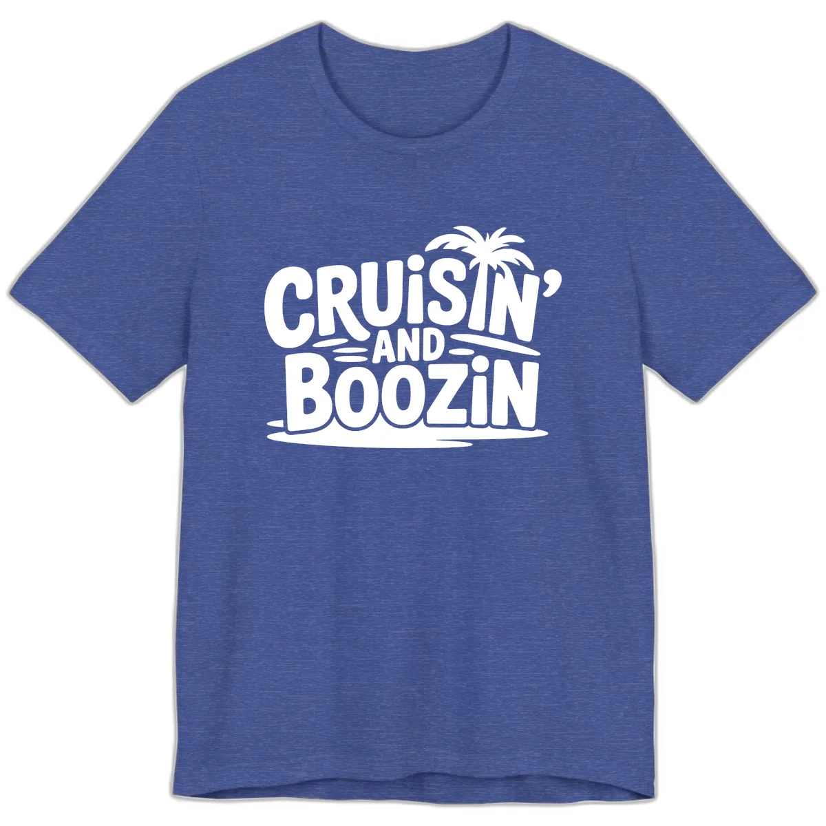 Cruisin' And Boozin' Palm Tree Premium T-Shirt in Heather True Royal