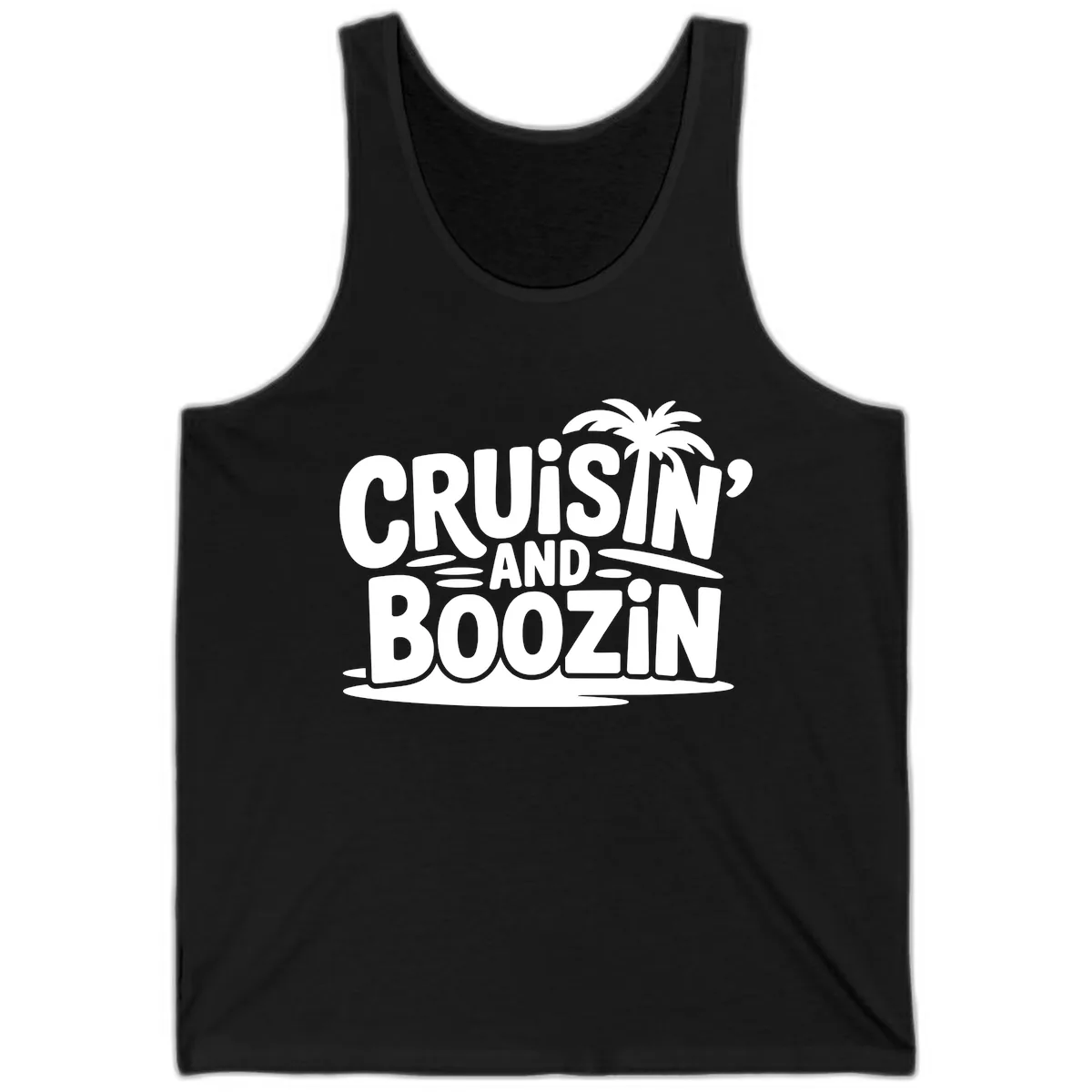 Cruisin' And Boozin' Palm Tree Tank in Black