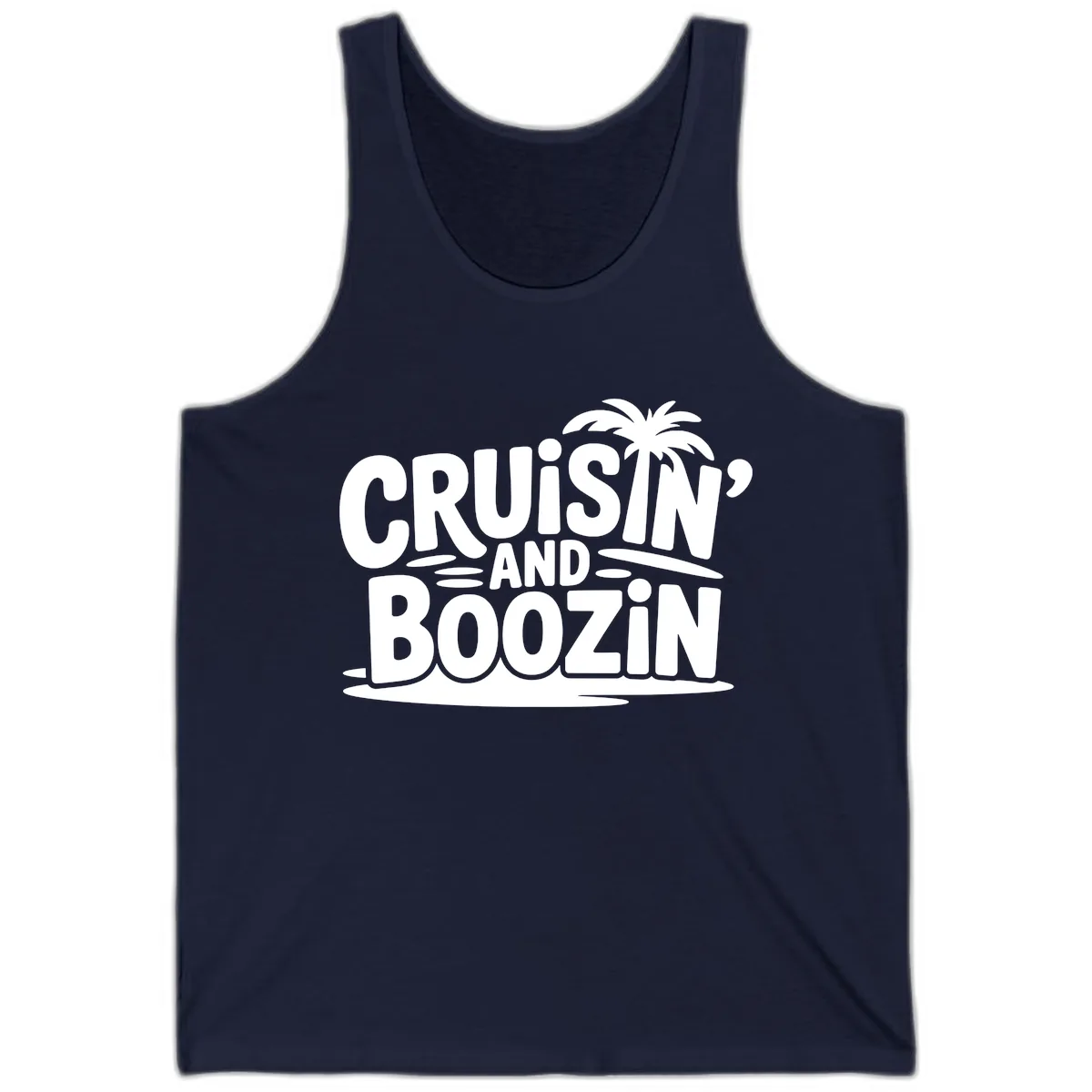 Cruisin' And Boozin' Palm Tree Tank in Navy
