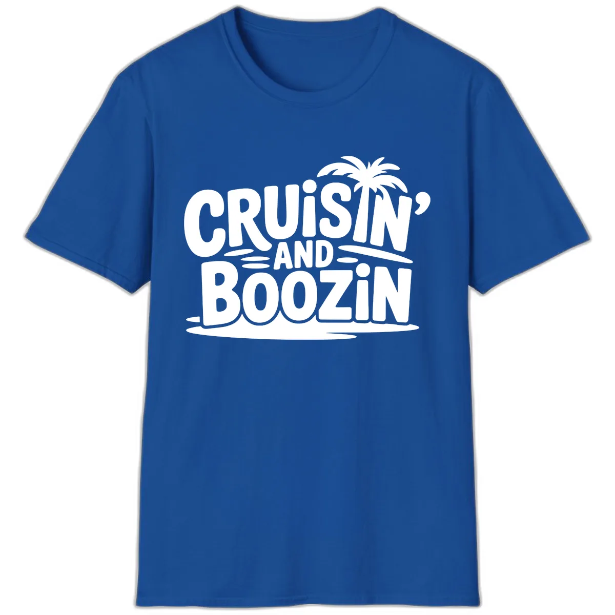 Cruisin' And Boozin' Palm Tree T-Shirt in Royal