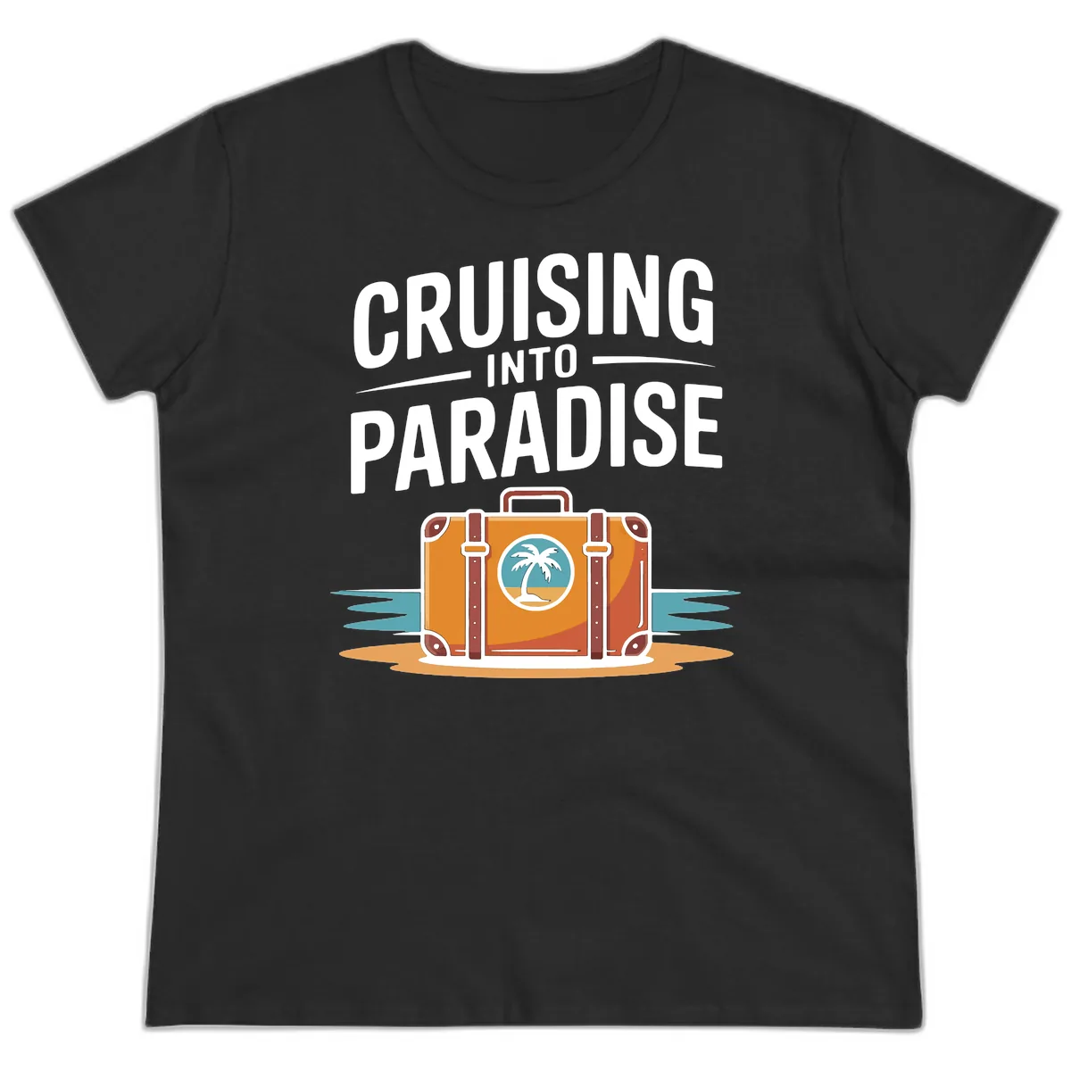 Cruising Into Paradise Ladies Tee in Black